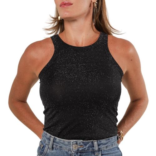 Regata Canelada Lurex Preto